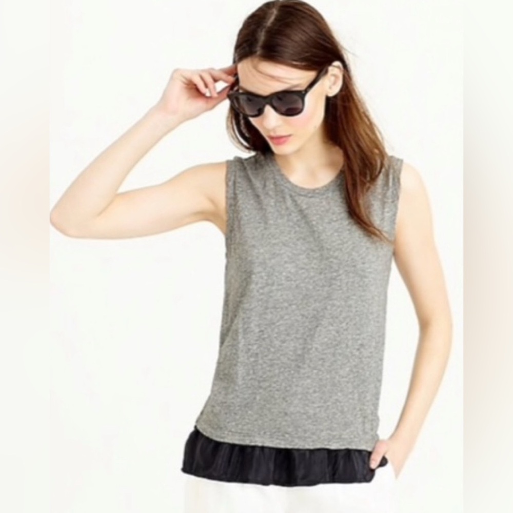 J. Crew | Tops | Gray | Layered | Tank Top | Black Trim | Size Small
